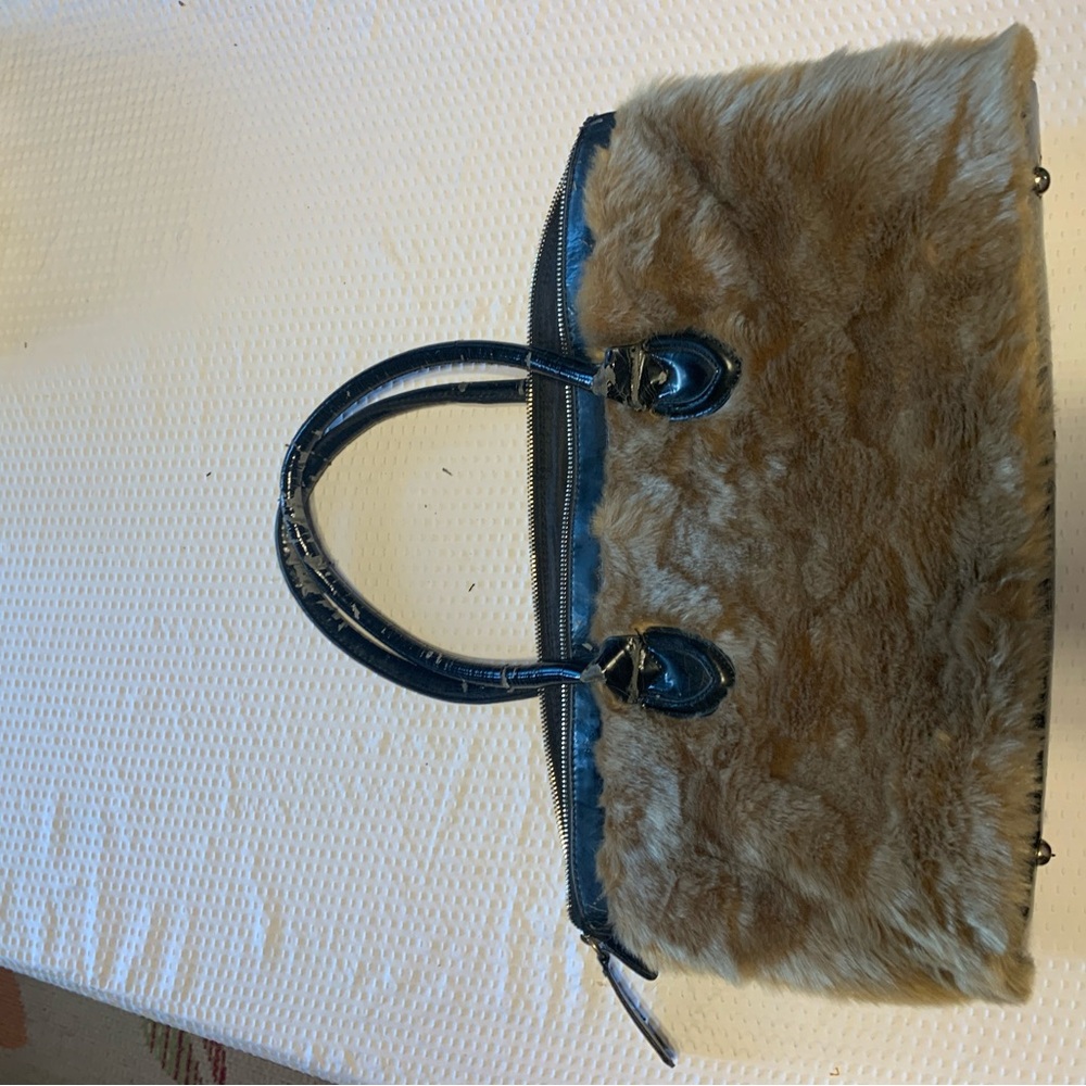 MMS Design Studio Brown and Black Faux Fur Tote
